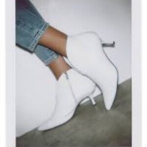 ANINE BING Frankie White Leather Booties